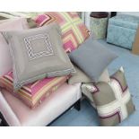 CUSHIONS, a set of eighteen, of various sizes and descriptions, 55cm x 55cm at largest.