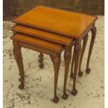 NEST OF THREE TABLES, Georgian style mahogany with shell headed cabriole legs,