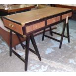 WRITING DESK, Andrew Martin campaign style rattan with three drawers, 120cm x 65cm.