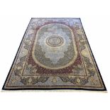 FINE PURE SILK QUM DESIGN CARPET, 300cm x 200cm.