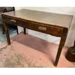 WRITING TABLE, early 20th century oak, having two long drawers above square supports,