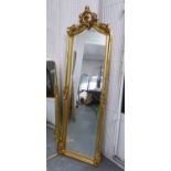 PIER GLASS, Louis XV style, gilt framed, 180cm x 55cm.