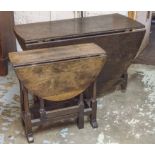 GATELEG TABLE, early 18th century oak of compact proportions, 74cm x 68cm H x 95cm L extended.