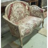 CANAPE, Louis XV style with a carved and painted showframe in needlepoint upholstery,