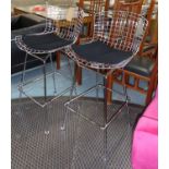 KNOLL BERTOIA BAR STOOLS, a pair, by Harry Bertoia, 105cm H.