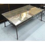 JULIAN CHICHESTER BRONZE LOW TABLE, with mirrored top on metal supports, 110cm x 65cm x 44cm H.