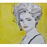 JULIETTE McGILL (Contemporary British) 'Top Model 01', mixed media on canvas, signed lower right,