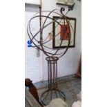 GARDEN ARMILLARY SPHERE, large grand country estate vintage hand wrought iron, two sections,