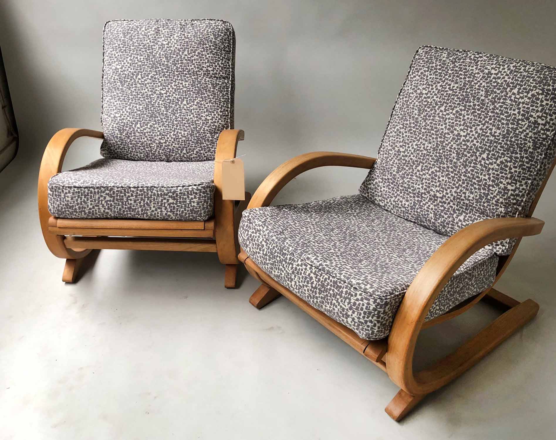 ARMCHAIRS, a pair, 1960's Danish bentwood frame and cushions, 60cm W. - Image 4 of 4