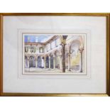 CHARLES W. FOX 'Courtyard of a House in Milan', watercolour, 17cm x 25cm, framed.