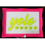 NEON YOLO BY BEE RICH, lightup typographical wall piece, 89cm x 63cm.