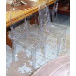 AFTER PHILIPPE STARCK VICTORIA GHOST STYLE CHAIRS, a set of eight, 92cm H.