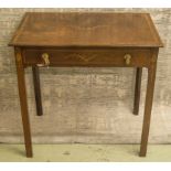 WRITING TABLE, George III mahogany and inlaid with frieze drawer, 72cm H x 75cm x 49cm.