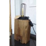 JARRAH TABLE LAMP BY BEE RICH, reclaimed Jarrah sleeper caged edison bulb, 55cm H.