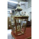CHARLES EDWARDS HANGING LANTERN, made in brass, 87cm H x 39cm W x 39cm D.