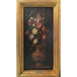 17th CENTURY SPANISH SCHOOL 'Still Life', oil on board, 67cm x 32cm, framed.