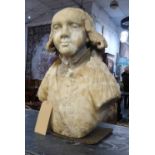 ALABASTER BUST, 17th/18th century 'A Young Man', 52cm H.