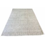 CONTEMPORARY ART DECO DESIGN SILK CARPET, 300cm x 200cm, geometric silver field.