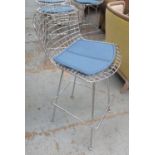 KNOLL BERTOIA BAR STOOLS, a set of 3, by Harry Bertoia, 105cm H.