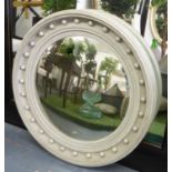 ELG LONDON CONVEX MIRROR, Regency style, painted stone grey finish, 85cm diam.