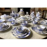 DINNER SERVICE, English fine bone china royal Worcester 'Blue dragon', 12 place, 7 piece setting.