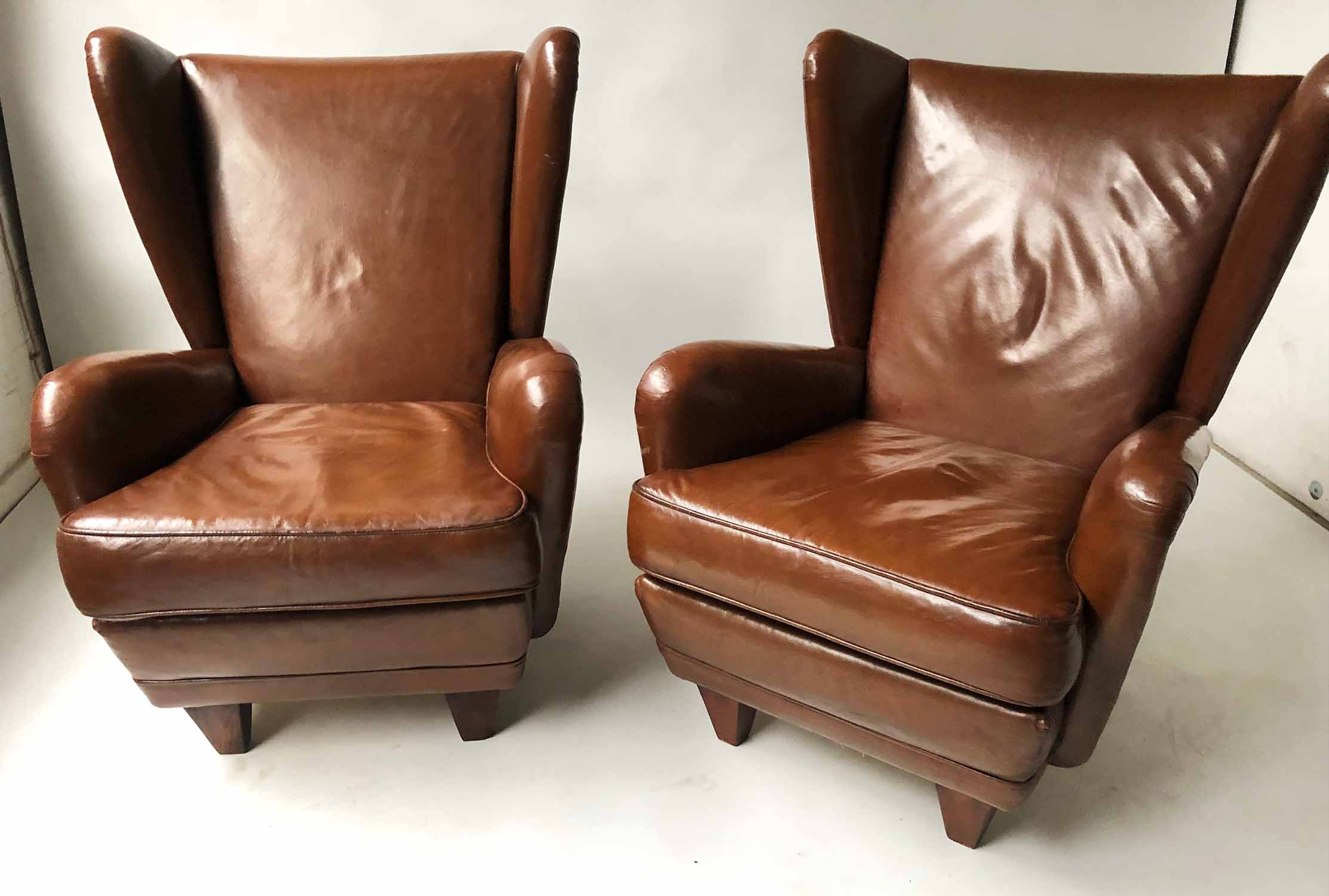 WING ARMCHAIRS, a pair,