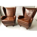 WING ARMCHAIRS, a pair,