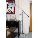 FLOOR LAMP, vintage 1960's Italian with articulating arm, 210cm at tallest.
