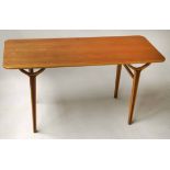 AX COFFEE TABLE, Danish teak and inlaid by Peter Hudt and Orla Moltaard, 110cm x 48cm x 56cm H.