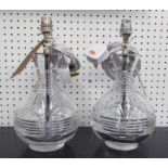 WILLIAM YEOWARD GLASS TABLE LAMPS, a pair, 31cm H.