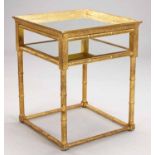 ROBERT LANGFORD VICEROY SIDE TABLES, a pair, two tiered faux bamboo giltwood with mirrored tops,