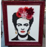 FRIDA KAHLO FLOWERS BY BEE RICH, with faux flower detail, 73cm x 88cm H.