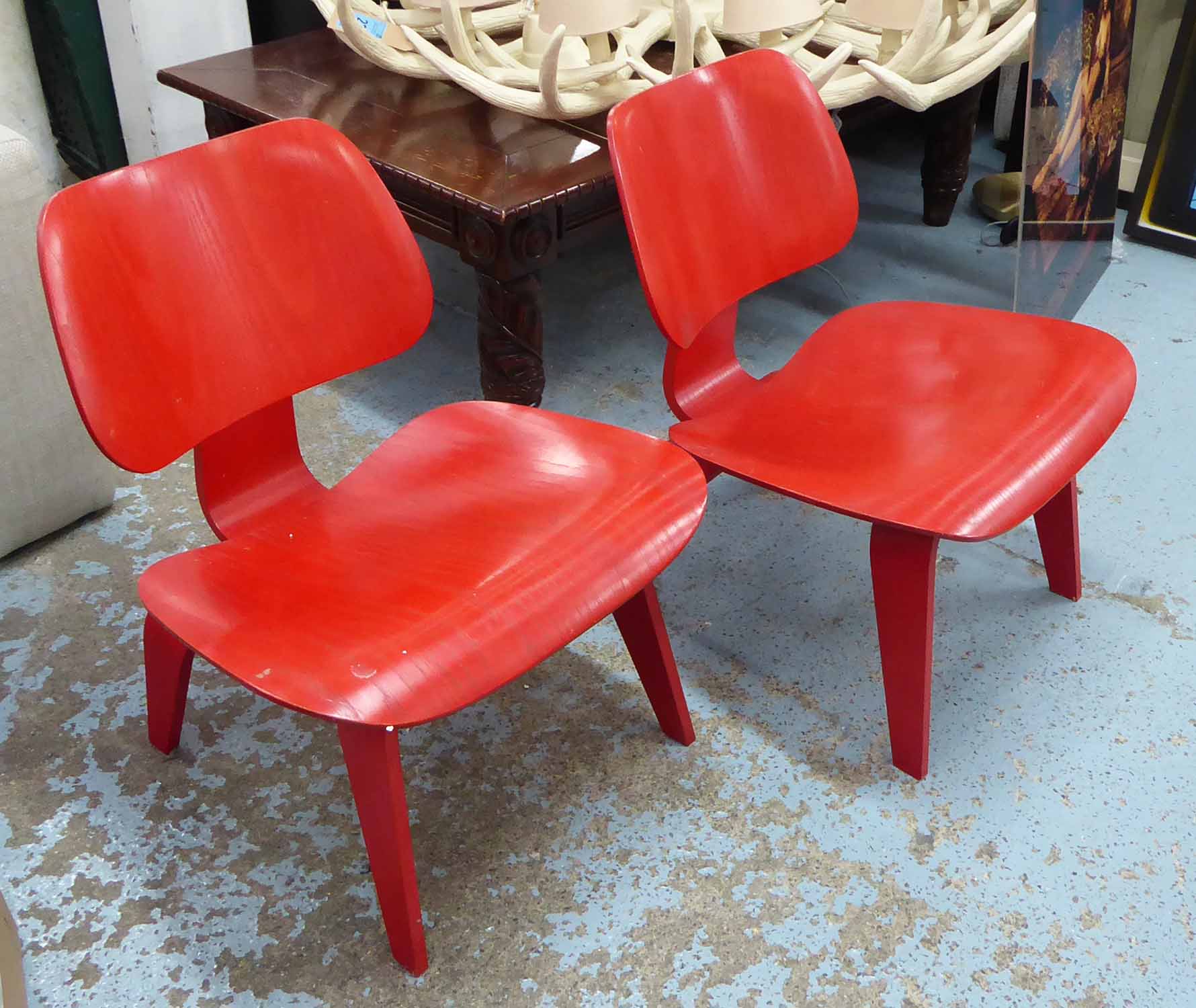 VITRA LCW CHAIRS BY CHARLES AND RAY EAMES, a pair, 68cm H.