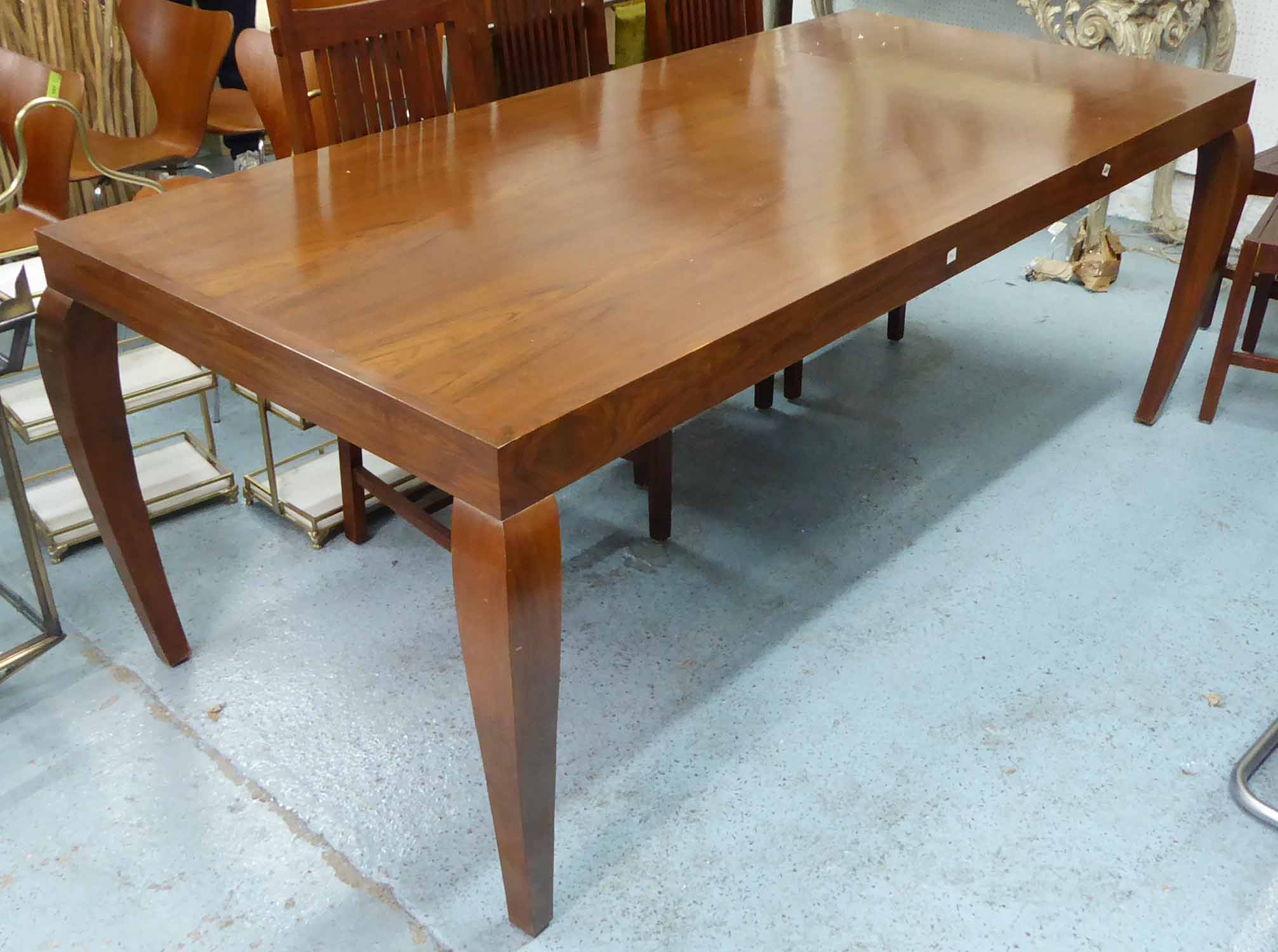 MUFTI MAHOOT DINING TABLE BY MICHAEL D'SOUZA, French polished teak, 100cm W x 213cm D x 76cm H.