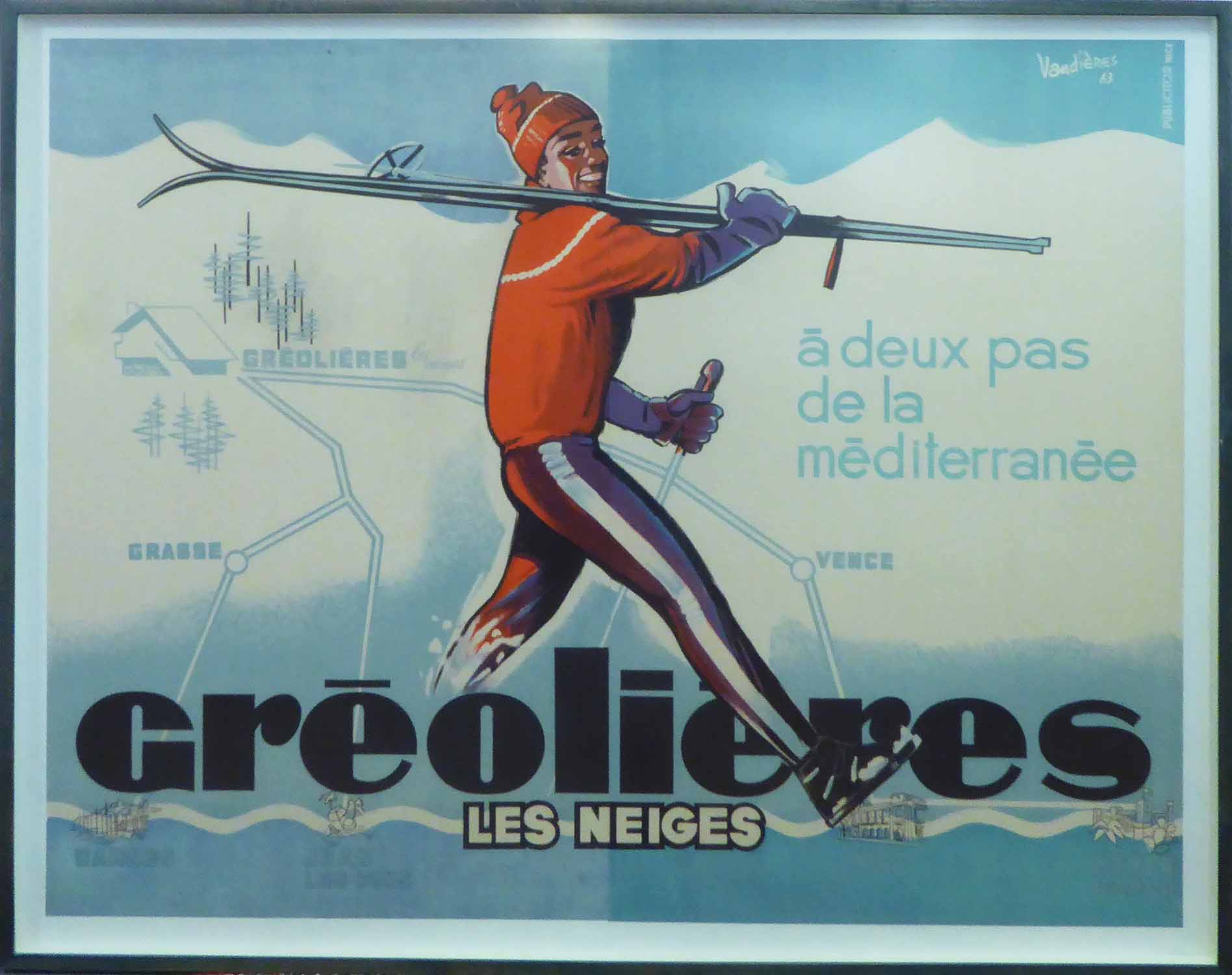 VANDIÈRES (French) 'Creolieres Les Neiges', poster lithograph, 126cm x 164cm, in boxed frame.