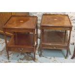 BEDSIDE TABLES, a pair, Georgian style mahogany with medallion inlay,