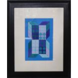 VICTOR VASARELY 'Untitled - Blue', circa 1985, original gouache and collage on paper,