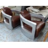 FLIGHT COMMANDER'S CLUB CHAIRS, a pair, 76cm H.