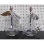 WILLIAM YEOWARD GLASS TABLE LAMPS, a pair, 31cm H.