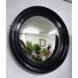 ELG LONDON CONVEX MIRROR, Regency style, ebonised frame, 100cm diam.