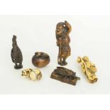 A COLLECTION OF 18 JAPANESE NETSUKE, including boxwood, ivory,