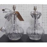 WILLIAM YEOWARD GLASS TABLE LAMPS, a pair, 33cm H.