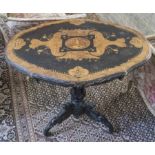 LAMP TABLE, mid 19th century Swiss ebonised and walnut,