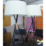SANTA & COLE TRIPODE TABLE LAMPS, a pair, with shades, 78cm H.