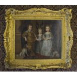 17th CENTURY SCHOOL 'Portrait of Three Children with Dogs', oil on canvas, 45cm x 52cm, framed.