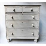 PAINTED CHEST, Victorian grey painted and black lined with two short and three long drawers,