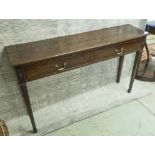 HALL TABLE, George III style mahogany with two drawers,