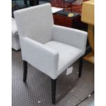 AARK ARMCHAIRS, a pair, grey finish on ebonised supports, 92cm H.