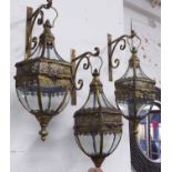 ORANGERY WALL LANTERNS, a set of three, 60cm drop approx.