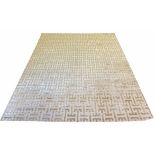 CONTEMPORARY ART DECO DESIGN SILK CARPET, 300cm x 240cm, geometric gold field.